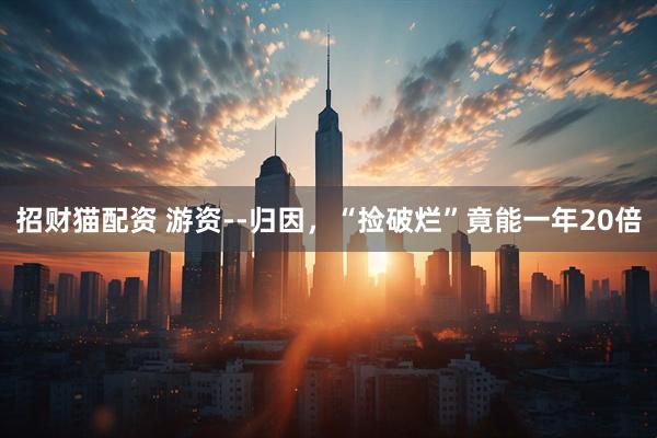 招财猫配资 游资--归因，“捡破烂”竟能一年20倍